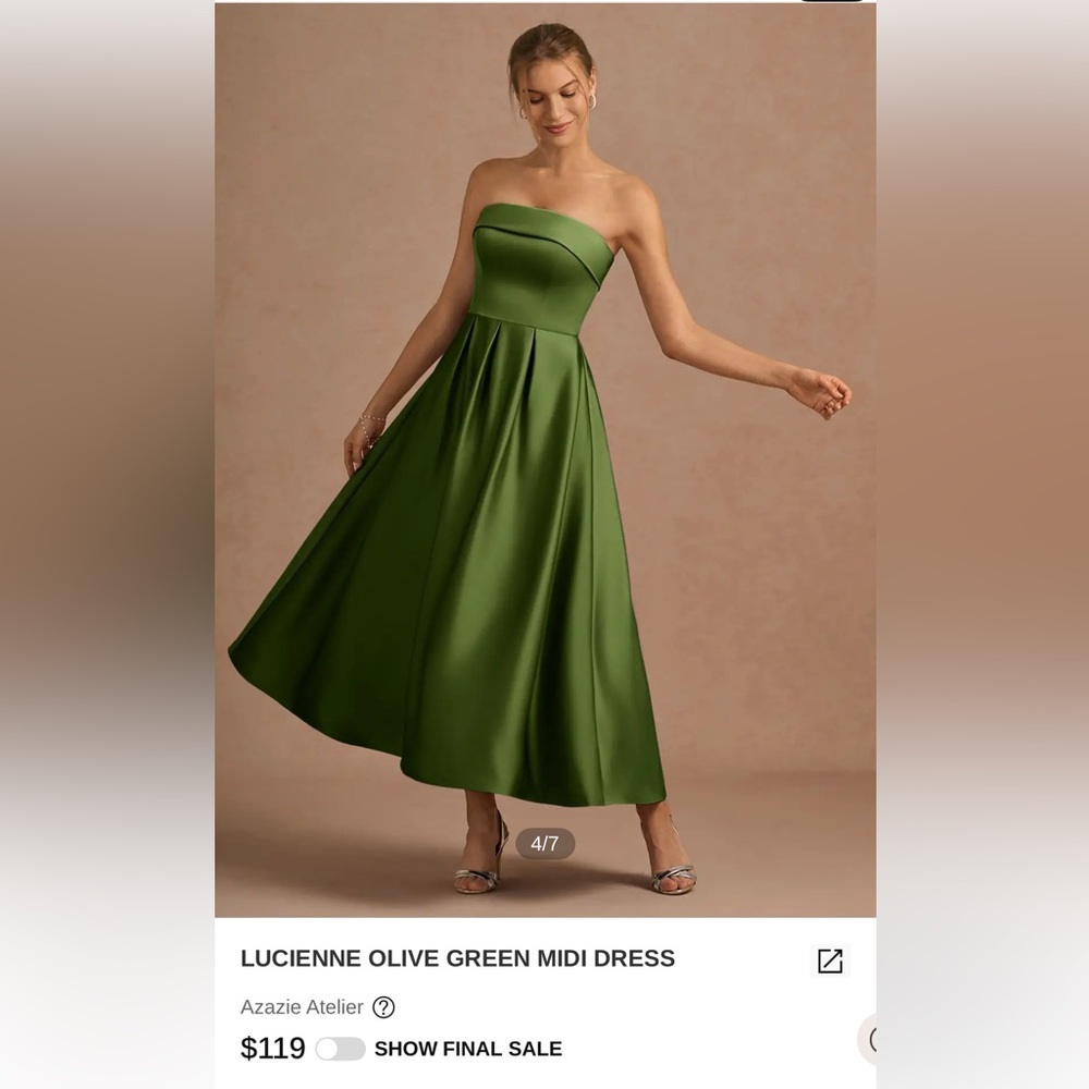 Azazie Olive Green Midi Dress